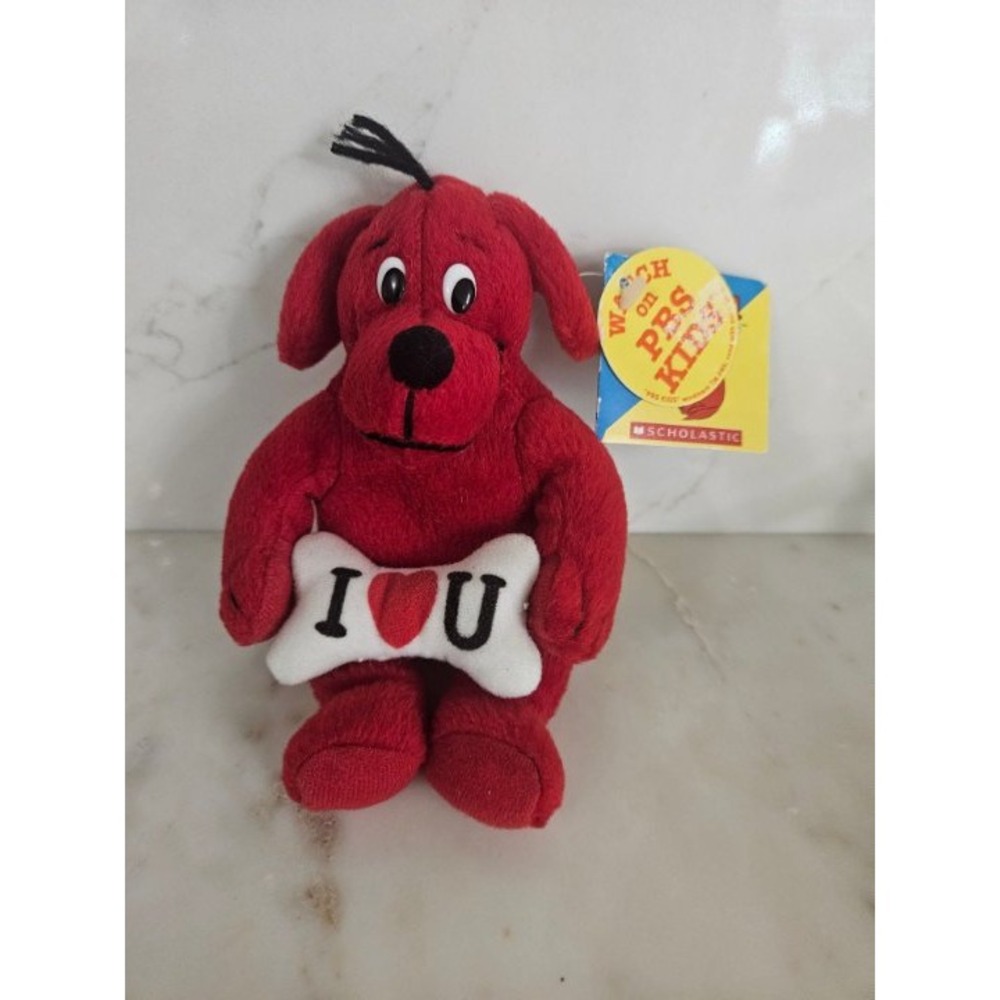 Clifford the Big Red Dog Sidekicks Plush Holding 'I Love U' Bone